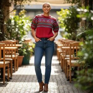 Sweater Loft VTG 80s WOMENS S Knit Fair Isle Floral Cotton Cottage Core Granny